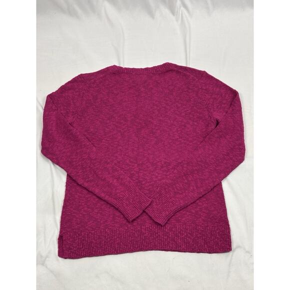 NWT J Crew Long Sleeve V Neck Slub Sweater Fuchsia Cotton Blend Size M Preppy - Picture 6 of 7